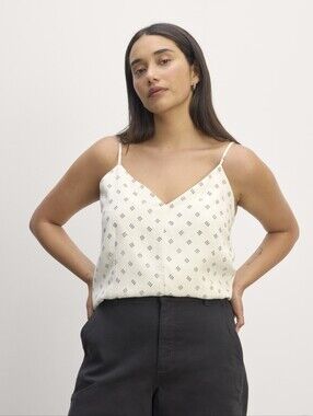 Everlane Tank Top Womens White Crop Blouse Cami Spaghetti Tencel Butterlite